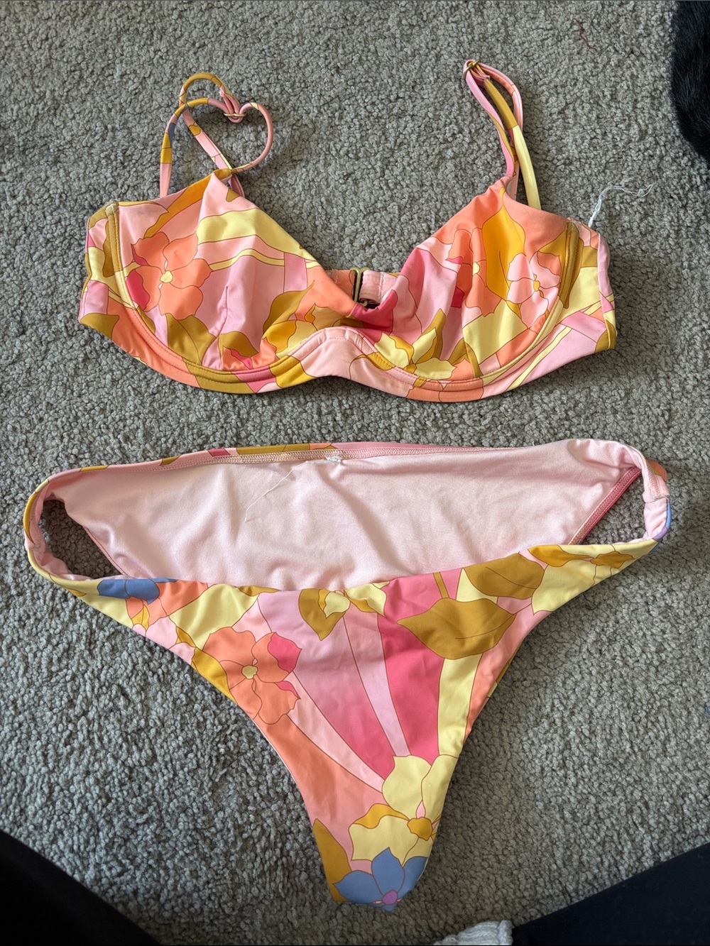Billabong a Colorful Floral Underwire Bikini Set - Pink, Yellow, Orange